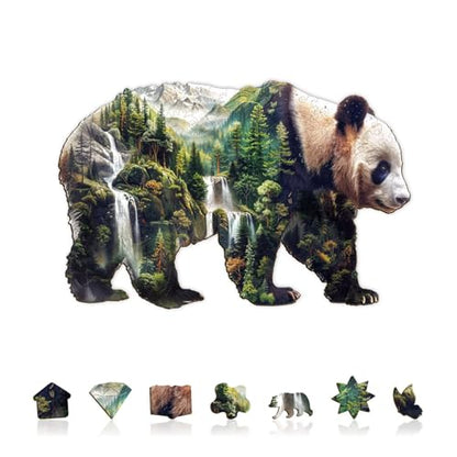 Mountain Panda Puzzles Adults Gifts for Women Men Wooden 150 Pieces 11.6 * 7.6in - color: Mountain Panda, size: Medium