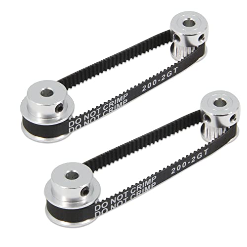2PCS Set GT2 Synchronous Wheel 20&30 Teeth 5mm Bore Aluminum Timing Pulleys with 2PCS Length 200mm Width 6mm Belt (20-30T-5B-6) - style: 20-30T-5B-6