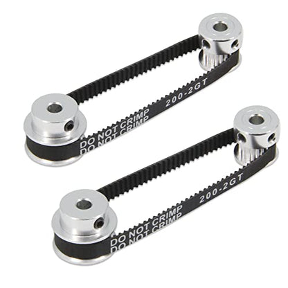 2PCS Set GT2 Synchronous Wheel 20&30 Teeth 5mm Bore Aluminum Timing Pulleys with 2PCS Length 200mm Width 6mm Belt (20-30T-5B-6) - style: 20-30T-5B-6