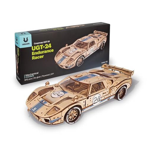 UGEARS UGT-24 Endurance Racer, DIY Model Car Kits 3D Puzzle, Mechanical Wooden Model Kits for Adults to Build, Wood Sports Car Racing - style: Endurance Racer
