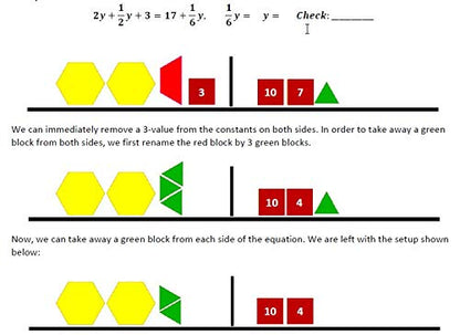 Hands-On Equations® Fractions Class Set for 10 Students. A manipulatives-Based Introduction to fractional Linear Equations.