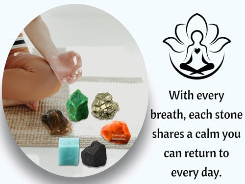Amazing Gemstone Crystals for Workplace Manifestation, Set of 6 Green Aventurine, Smoky Quartz, Shungite, Carnelian, Pyrite and Amazonite Healing Crystals and Stones - color: Work Place Crystals