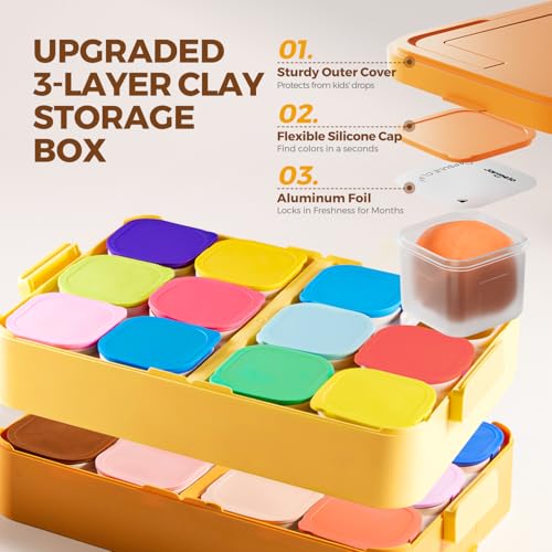 Jar Melo Air Dry Clay, Magic Modeling Clay Kit, 24 Colors with Storage Box - color: 24 color