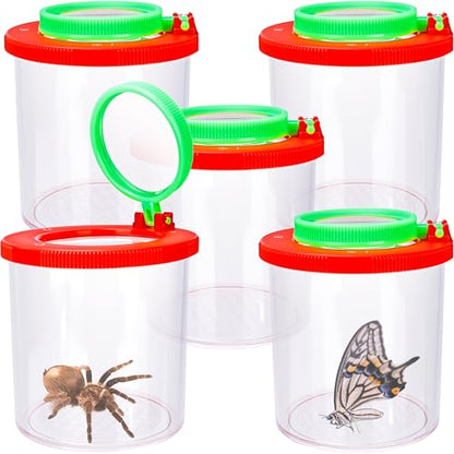 5 Pcs Insert Bug Viewer Magnifier Bug Catcher Cage Box Magnifying Container Critter Collection Kit for Outdoor Science Exploration Tool