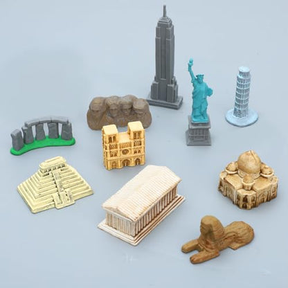 ONEST 12 Pieces Mini World Building Model Playsets Famous Architecture Figurines - style: B Set