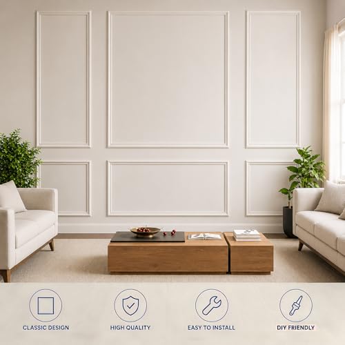 3 Set Peel and Stick Wall Molding Kit,Pre Cut Wainscoting Panels,24x60in - color: 24x60in