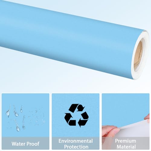 Sky Blue Bulletin Board Paper Roll Light Blue Bulletin Board Background Paper Back to School Classroom Decoration Poster for Art Craft DIY Projects Home Office Classroom Party Supplies 17.7in x 20ft - style: Sky Blue