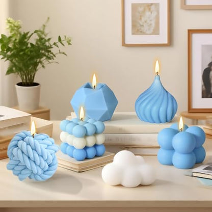 109 PCS 3D Geometric Kits Candle Molds for Candle Making, Bubble Cube Cloud Onion Shape Mould, Silicone Mold for DIY Aromatherapy & Candles Soap Wax Epoxy Resin Casting Craft Supplies Home Decoration