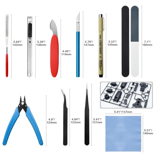 TOVOT 16PCS Model Tools Hobby Building Tools Craft Set Modeler Basic Building Kit for Gundam Model Assembling Building and Repairing