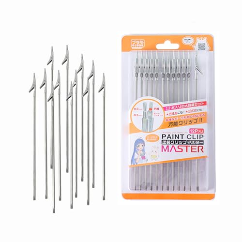 12PCS Stainless Steel Model Paint Clip with Non-Slip Design, Magnetic Accessories, and Semi-Permanent Durability for Enhanced Painting Efficiency (PMKJ034-12) - size: PMKJ034-12