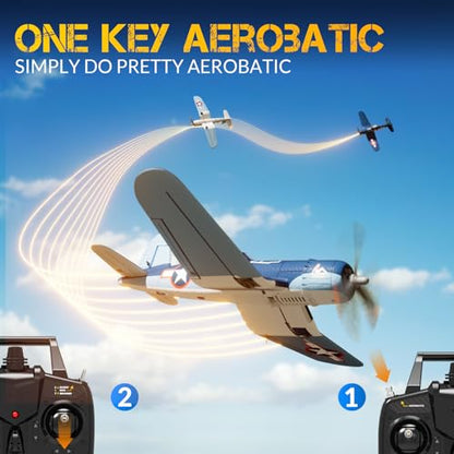 VOLANTEXR Brushless RC Plane 4 Channel - F4U Corsair 500mm RC Airplane with 3D Aerobatic & XPilot Stabilizer, 3 Flight Modes, 2.4G Remote Control Airplane RTF Fully Assembled 19in x16 inches