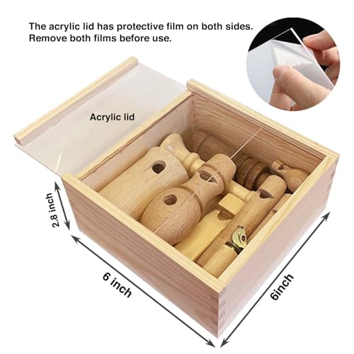 ZDH 9-Piece Wooden Bird Call Set – Handcrafted Bird-Call in Wooden Box for Birdwatchers, Nature Lovers, Outdoor Exploration & Education 6 * 6 * 2.9inch - size: 6*6*2.9inch