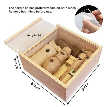 ZDH 9-Piece Wooden Bird Call Set – Handcrafted Bird-Call in Wooden Box for Birdwatchers, Nature Lovers, Outdoor Exploration & Education 6 * 6 * 2.9inch - size: 6*6*2.9inch