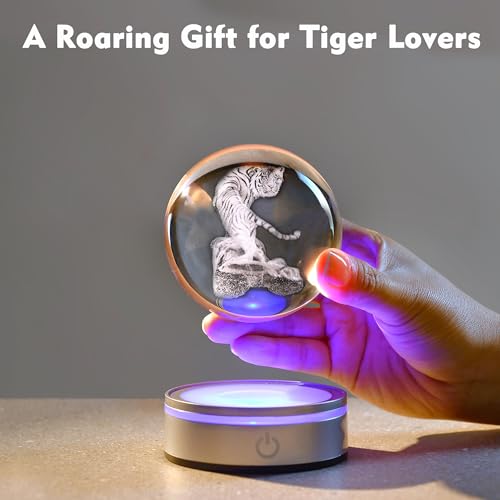 IFOLAINA Tiger Lovers Gifts for Men Women 3D Crystal Ball - color: Tiger