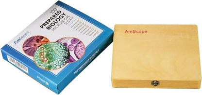 AmScope PS100D Prepared Microscope Slide Set, 100 Anatomy/Botany Slides - style: PS100D