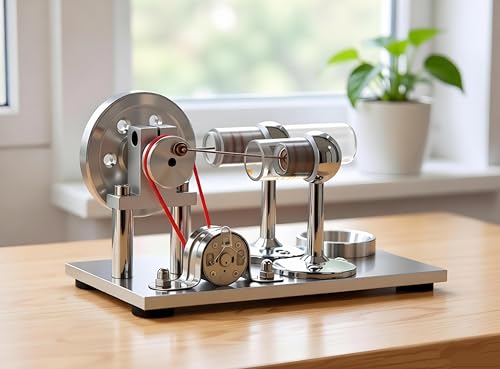 Sunnytech Hot Air Stirling Engine Motor Model Educational Toy Electricity Generator Colorful LED (SC001) - style: SC001