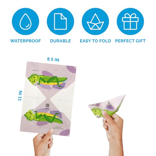 WOYS Floating Origami Boats | Insects Set | Waterproof Reusable Paper | Screen-Free DIY Arts & Crafts Activity & Gift | 5 Sheets | Bath, Pool & Indoor Play - color: INSECTS