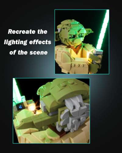 LED Lighting Set Compatible with Lego Yoda Bust 75438 Set, DIY Light Up Kit for 75438 Building Blocks Model (Building Sets Not Included) - style: 75438 Yoda Bust Set