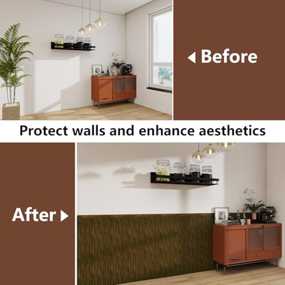 Wall Wainscoting Panel Kit,8-Pack 38.6"x9.8"(98x25cm) Slat Panels with 2-Pack Molding Trims,Beadboard Board and Batten Panels,DIY Wall Panel Kit - Cover 21.6 Sq.Ft (Walnut) - color: Walnut