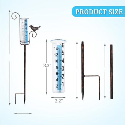 Rain Gauge Outdoor, Hummingbird Rain Gauge for Lawn, Yard and Garden - color: Hummingbird