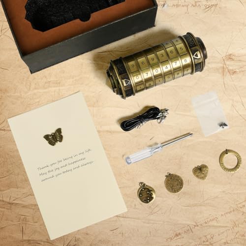 CoEjokno Da Vinci Code Numeric Cryptex Money Puzzle Box for Cash Gift - color: Bronze