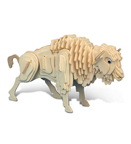 Puzzled 3D Puzzle Buffalo Wood Craft Construction Model Kit, 54 Pieces Pack