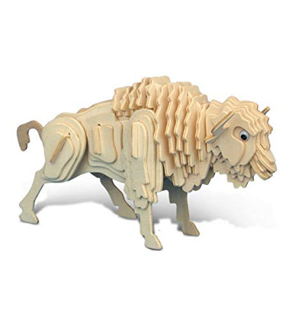 Puzzled 3D Puzzle Buffalo Wood Craft Construction Model Kit, 54 Pieces Pack