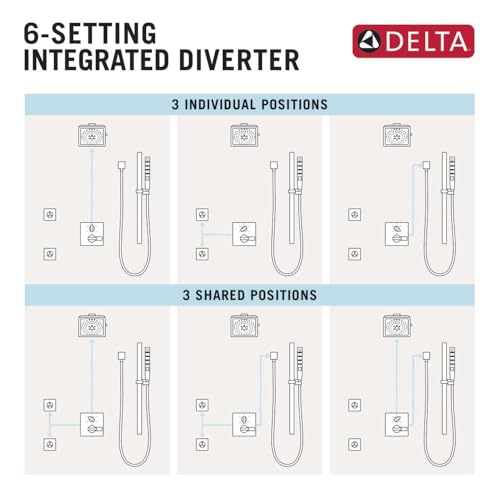 Delta Trinsic Dual-Function Shower Handle Valve Trim Kit with 6-Setting Integrated Diverter, Polished Nickel 6-Way Shower Diverter Valve Trim Kit, Polished Nickel T27959-PN (Valve Not Included) - color: Polished Nickel