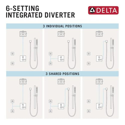 Delta Trinsic Dual-Function Shower Handle Valve Trim Kit with 6-Setting Integrated Diverter, Polished Nickel 6-Way Shower Diverter Valve Trim Kit, Polished Nickel T27959-PN (Valve Not Included) - color: Polished Nickel