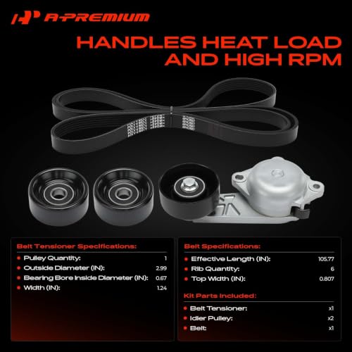 A-Premium Engine Serpentine Belt Drive Kit w/Tensioner & Idler