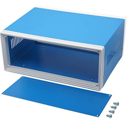 Zulkit Electronic Enclosures Blue Metal Enclosure Project Case DIY Box Junction Case Enclosure Preventive Case 12.6x10.6x4.7inch (320x268x120mm) - size: 12.6" x 10.6" x 4.7"