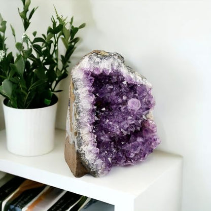 3 to 4 Lb Amethyst Crystal Geode From Uruguay – 4.5" to 7.5" Height, Natural Large Amethyst Cluster Rock – Crystals And Healing Stones - style: 3 lb to 4 lb