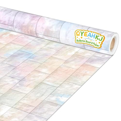Graffiti Wall Bulletin Board Paper Roll Pastel Brick Gradient Stone Bulletin Board Background Back to School Classroom Decor Poster for Art Craft DIY Projects Home Office Party Supplies 17.7in x 20ft - style: Pastel Brick