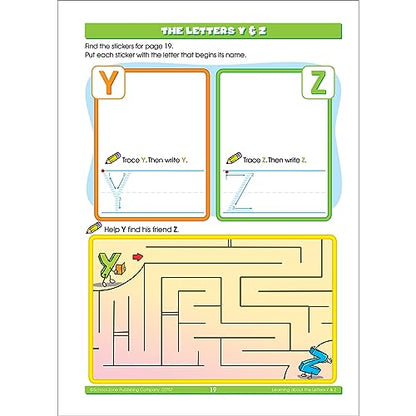 School Zone Preschool Sticker Learning Workbook: 64 Pages, Pre-K, Kindergarten, 324 Stickers, Shapes, Patterns, Alphabetical Order, ABC's, Numbers, Letters, Ages 3-5 (Stuck on Learning! Book Series)