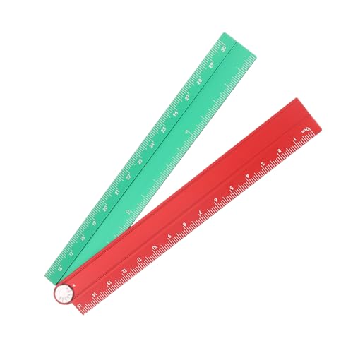 HARFINGTON Folding Straight Ruler 30cm Metric Aluminum Alloy Protractor Foldable Angle Ruler Geometric Measuring Tool with Angle Line for Architects Artists Office, Red Green - color: Red/Green