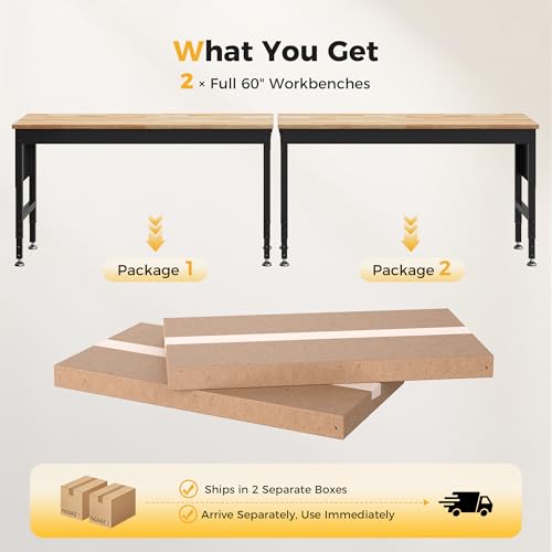 120"Adjustable Heavy Duty Workbench with 2000 LBS Capacity,Ships in 2 Boxes - size: 120"