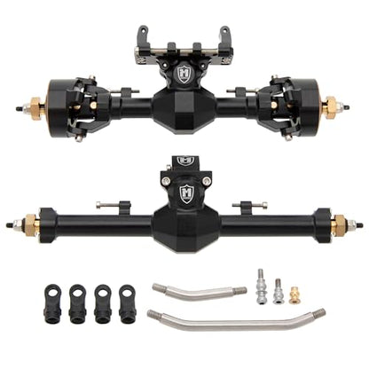 MEUS Racing Isokinetic 3-Section CVD Front and Rear Axles Maximum Steering Angle 52° Wider +5MM for Axial SCX24 Deadbolt C10 JLU Gladiator Bronco 1/24 RC Crawler Upgrade (Front and Rear- Black) - color: Front and Rear- Black
