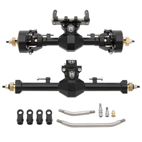 MEUS Racing Isokinetic 3-Section CVD Front and Rear Axles Maximum Steering Angle 52° Wider +5MM for Axial SCX24 Deadbolt C10 JLU Gladiator Bronco 1/24 RC Crawler Upgrade (Front and Rear- Black) - color: Front and Rear- Black