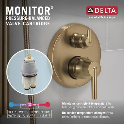 Delta 17T Series 3-Setting Shower Handle Thermostatic Integrated Diverter Trim Kit, Polished Nickel 2-Handle Shower Diverter Valve Trim Kit, Polished Nickel T27T859-PN (Valve Not Included) - color: Polished Nickel