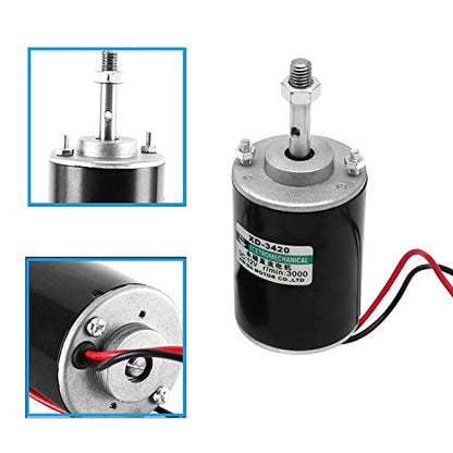 12V 30W Permanent Magnet DC Motor, 3000RPM High Speed CW/CCW Electric Gear Motor for DIY Generator and 12V-40V 10A PWM DC Motor Speed Controller Fan Controller with Knob-High Efficiency