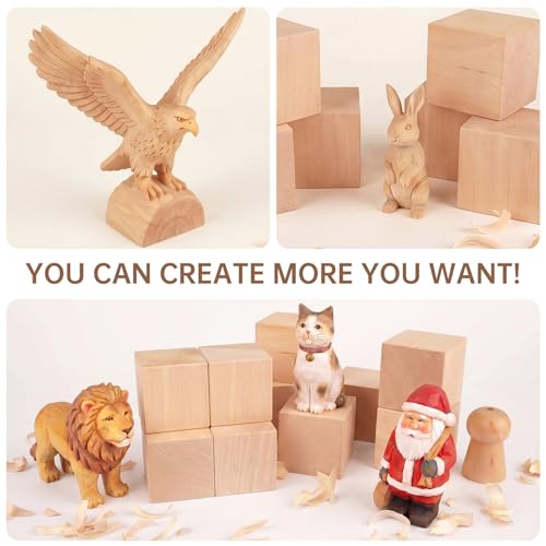 Basswood Carving Blocks - 8 Pack 2 x 2 x 2 inch Whittling Bass Wood Blocks Wood Carving Kit for Beginners, Soft Woodworking Blanks for Whittling, Use for Home, Crafts, Arts, DIY Projects - size: 8 PACK 2 x 2 x 2 Inch
