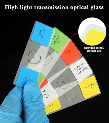 120 Microscope Slides with Specimens Set, Lab-Grade Prepared Microscope Slides for Kids Adults, Animal/Plant/Microbe/Tissue/Cells, STEM Biology Kit for Homeschool, Classroom Labs & Science Education - size: Ages 11+
