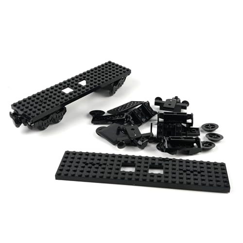 MOC City Creative Building Set – Train Base Wheels, Low-Loader Truck & Railway Tracks DIY Kit (Compatible with Technical Parts 92339, 92088, 4025) (1PCS Train Base) - style: 1PCS Train Base