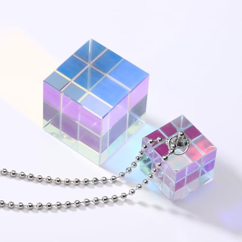PATIKIL 1Pcs Cube Prism 30mm K9 Crystal Dispersion Prism AB Color - size: 30mm