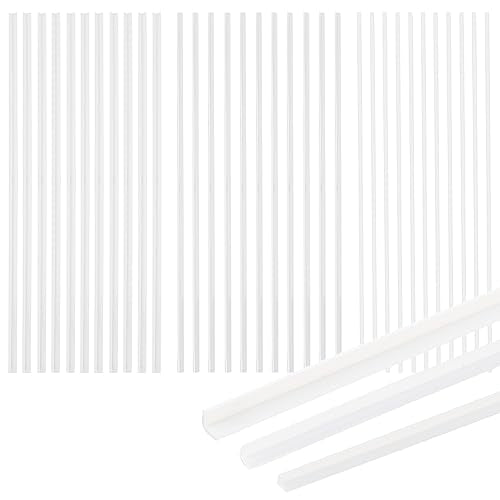 BENECREAT 60 Pcs 3 Styles Abs Styrene Plastic L-Shaped Right Angle Strip White, Thick Styrene Plastic Evenly Legged Angularly Formed, for DIY Craft Sandbox Material for Model Building - color: L Shape