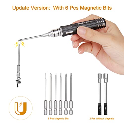 10 in 1 RC Model Repair Tools Kit with 1.5/2.0/2.5/3.0/4.0/5.5mm Hex Bits - color: Black With Red Tray