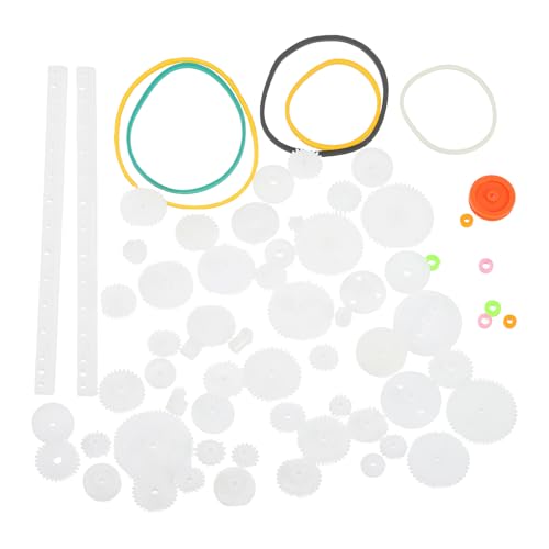 MECCANIXITY Plastic Gear Set Small Motor Gears Module 0.5 for DC Motor DIY Accessories Model Toys RC Car Robot with Belts Pack of 75