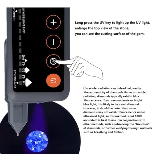 Rechargeable Professional Diamond Tester Pen with UV Light,Rechargeable Diamond Tester Pen＋200g/0.01g Mini Jewelry Scale＋60X Mini LED Magnifying,Professional Diamond for Novice and Expert