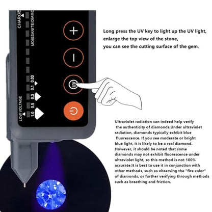 Rechargeable Professional Diamond Tester Pen with UV Light,Rechargeable Diamond Tester Pen＋200g/0.01g Mini Jewelry Scale＋60X Mini LED Magnifying,Professional Diamond for Novice and Expert