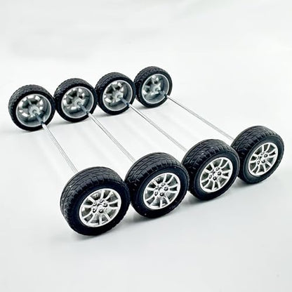 10PCS Toy Car Wheels 28mm Rubber Tire with 5PCS Shaft Round Axles for for DIY Model Toy RC Car Accessories Parts (2X28MM) - style: 2X28MM